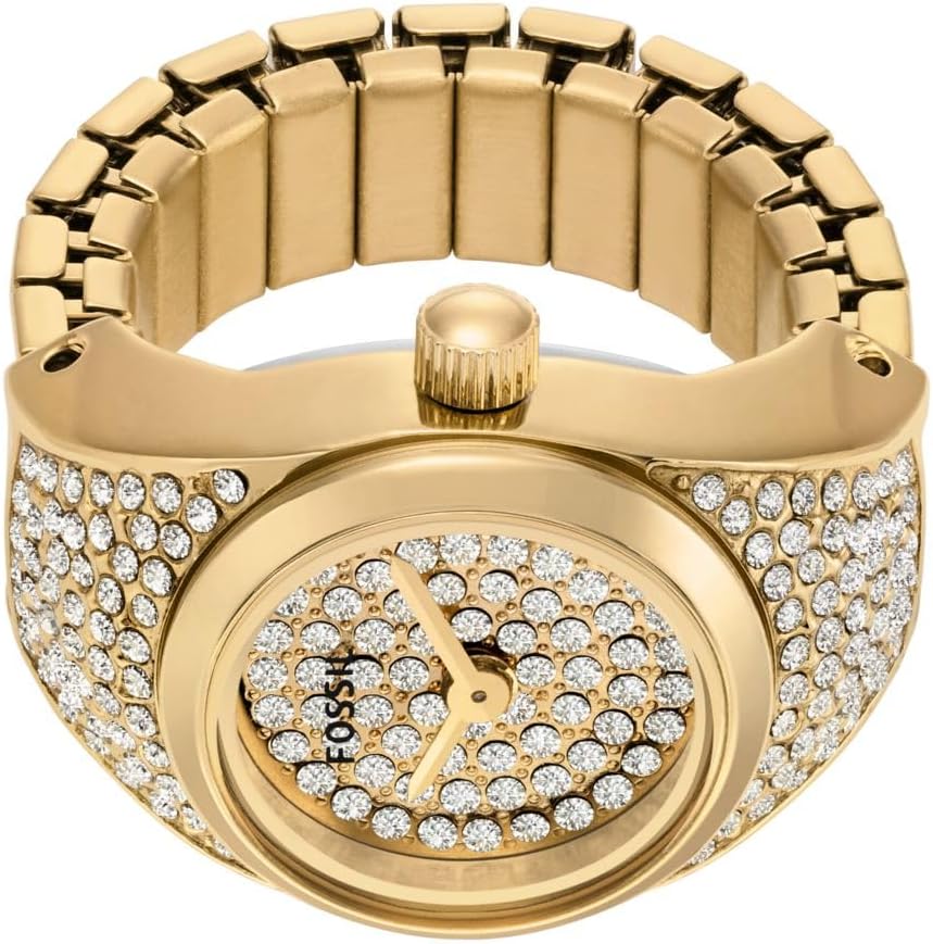 Fossil Women's Watch Ring, Quartz Stainless Steel Two-Hand Ring Watch for Women