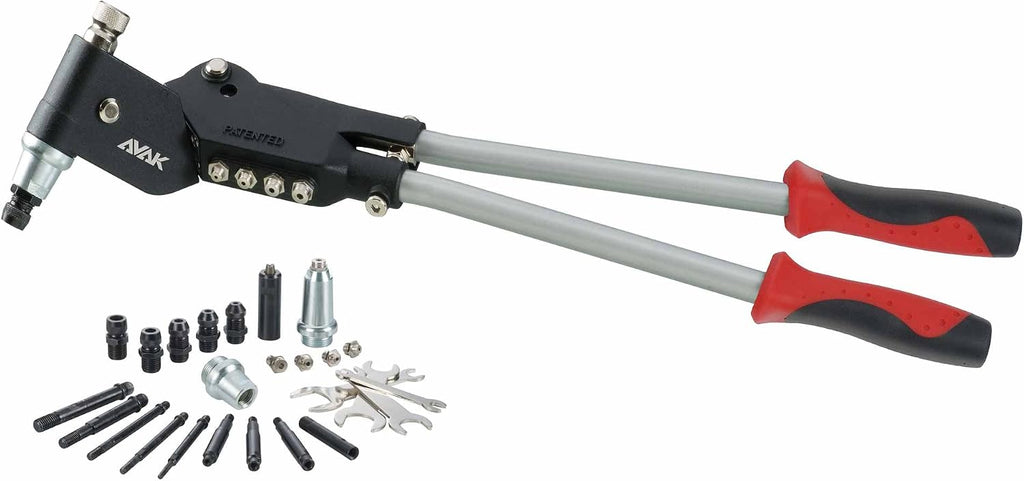 AVAK MaxDuty Swivel TRIO - 3-in-1 360° Heavy Duty Swivel Head Fastening Tool for 1/4' Rivet, 3/8' Blind Rivet Nut and 5/16' Rivet Stud. (Standards UNC)