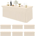 Smiry Spandex Tablecloth 6 Pack, Elastic Fitted Stretch Tablecloth for 6FT Rectangle Tables, Waterproof Washable Table Cover Skirt for Wedding, Banquet & Parties (Beige, 72Lx30Wx30H Inch)