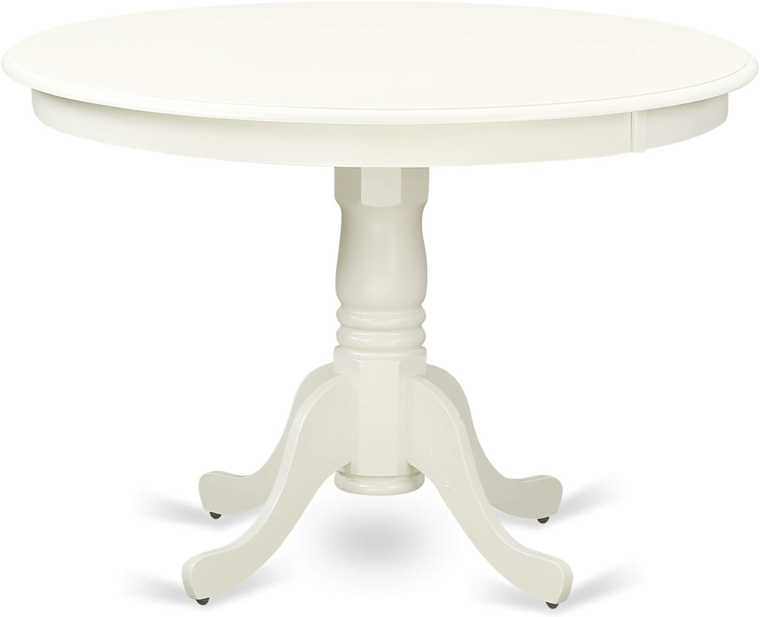 East West Furniture HLKE5-LWH-W 5 Piece Dining Room Table Set Includes a Round Kitchen Table with Pedestal and 4 Dining Chairs, 42x42 Inch, Linen White