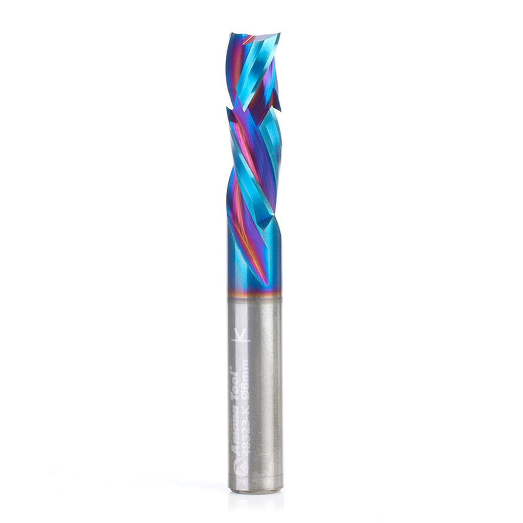 Amana Tool Spektra Extreme Tool Life Solid Carbide CNC Compression Spiral Router Bit, 48323-K-M, 8mm D x 25mm CH x 8mm Shank x 64mm Long 3 Flute