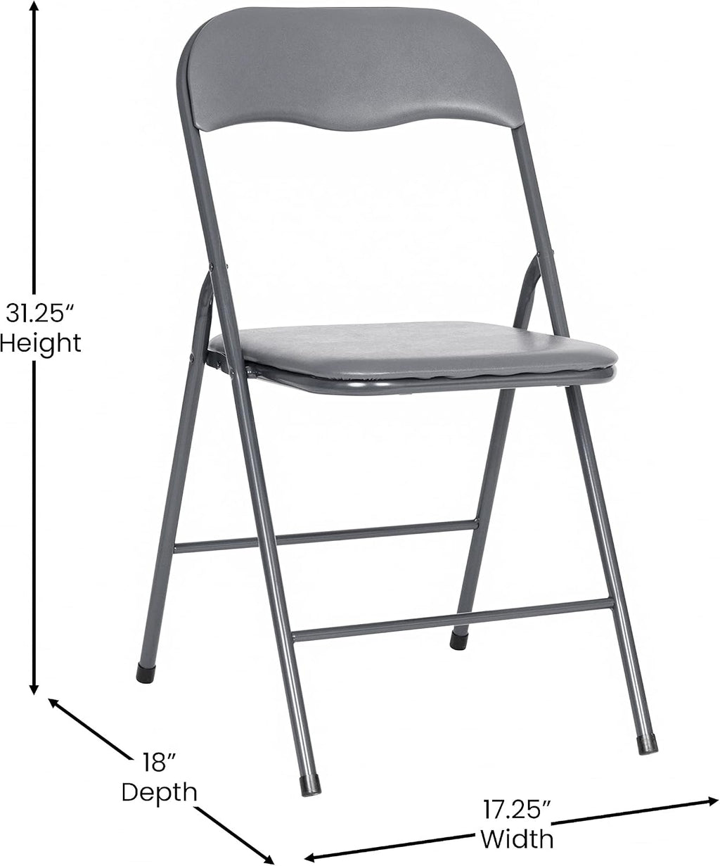 EMMA + OLIVER 5-Piece Multipurpose Folding Card Table and Chairs Set for 4 Players, Padded Top Portable Square Folding Table and Chairs Set, Gray