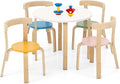 HONEY JOY Kids Table and Chair Set, Bentwood Toddler Round Table and 4 Chairs for Craft Art, Building Block, 5-Piece Children Furniture Set for Daycare, Kindergarten, Playroom (Colorful)