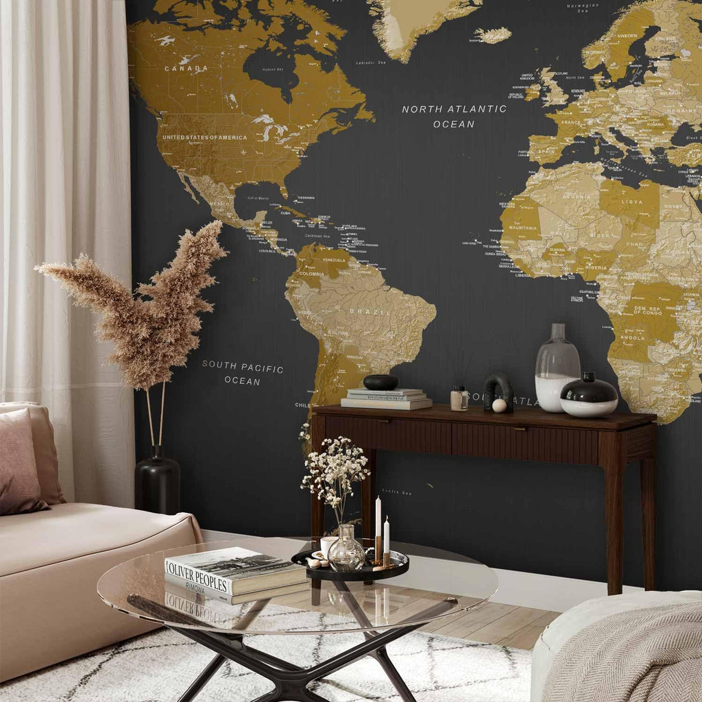 artgeist Wall Mural World Map 197x110 in - XXL Non-Woven Wallpaper Fleece Wall Decor Photo Print Picture Image Design Home k-A-0092-x-a