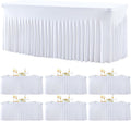 gogoparti 6 Pack Spandex White Fitted Table Cloth for 8ft Rectangle Tables White Stretch Tablecloth Table Covers Skirt Banquet Wrinkle Free Tablecloths for Parties Wedding