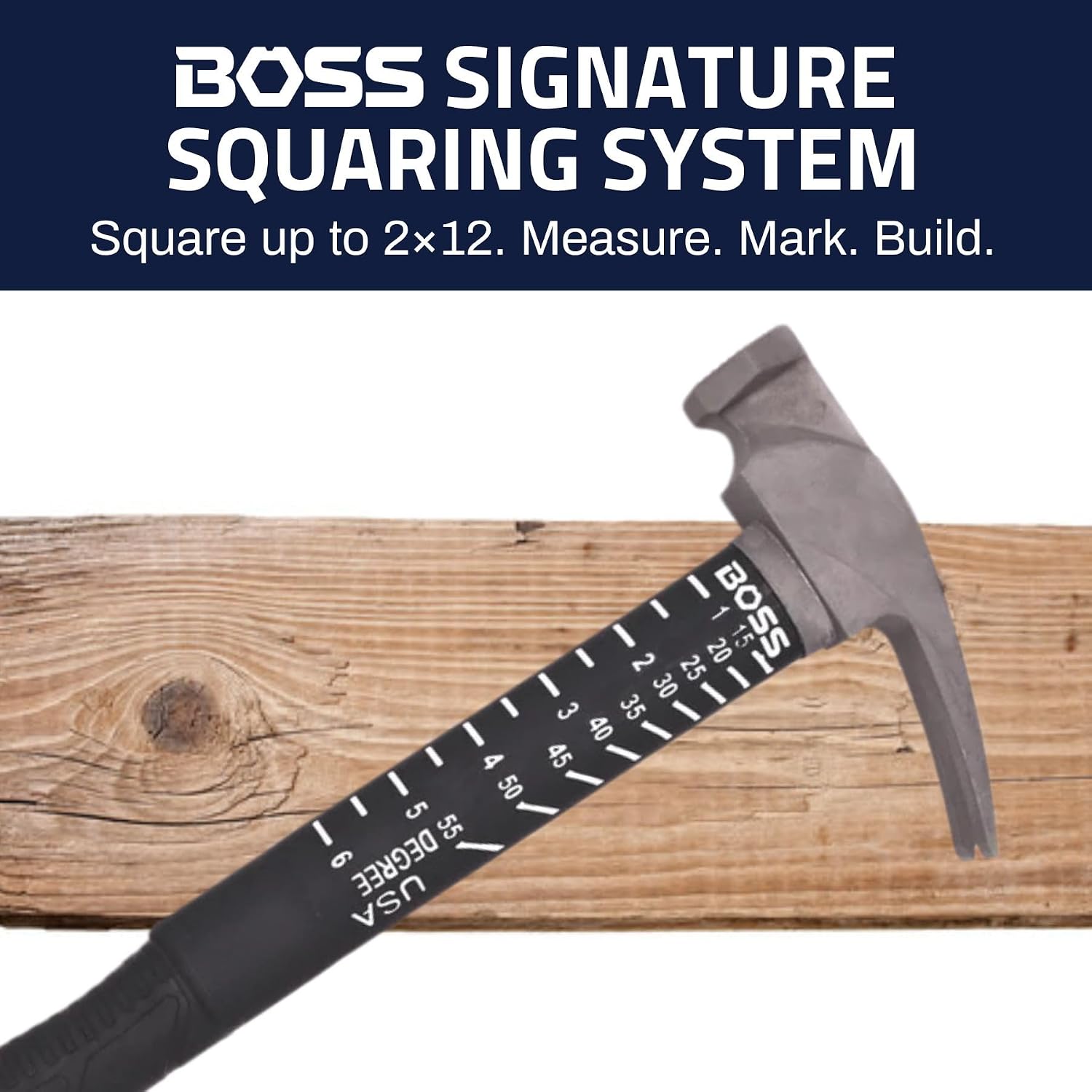 Boss Hammer 12 oz. Construction Grade Ti64 Titanium Hammer with Tough-Fiber Shock-Absorbing Fiberglass Handle - No-Slip Grip, Milled Faced - Made in USA - BH12TIPFM