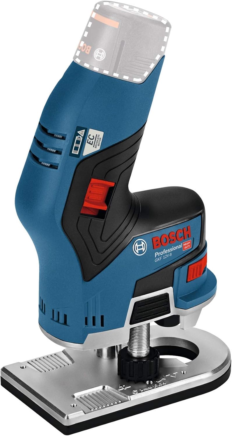 Bosch Professional 12V System GKF 12V-8 cordless palm router (routing head shaft: 8 mm, without battery/charger)