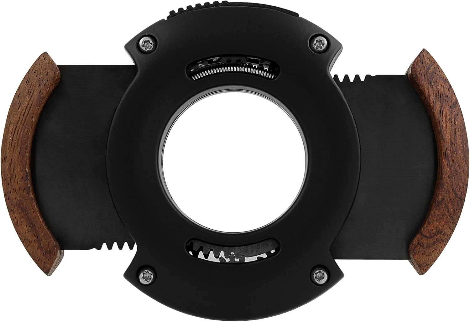 XIKAR XO Double Guillotine Cigar Cutter, Black & Redwood – Dual Stainless Steel Blades, 64 Ring Gauge, Round Aluminum Body, Precision Cigar Cutting, Spring-Loaded Release, Premium Cutter for Cigar Aficionados