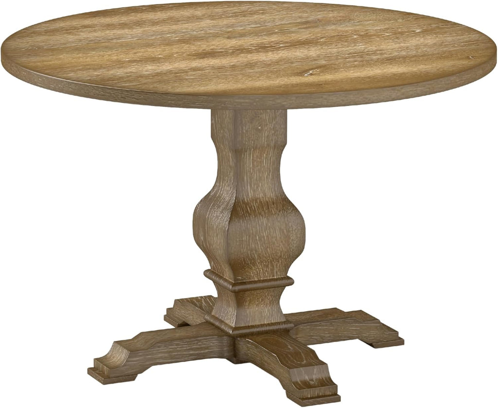 Roundhill Furniture Havre Pedestal Base Round Dining Table, Oak