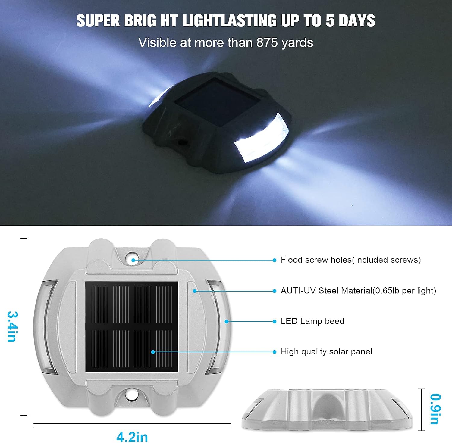 VOLISUN 16 Pack, Solar Driveway Dock Deck Lights