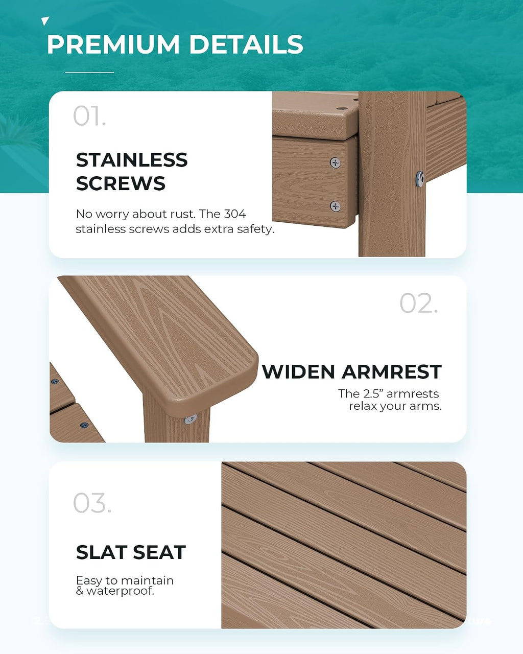 SERWALL Outdoor Dining Set for 6, HDPE Furniture with Umbrella Hole & Bench & Chairs, All Weather, Brown