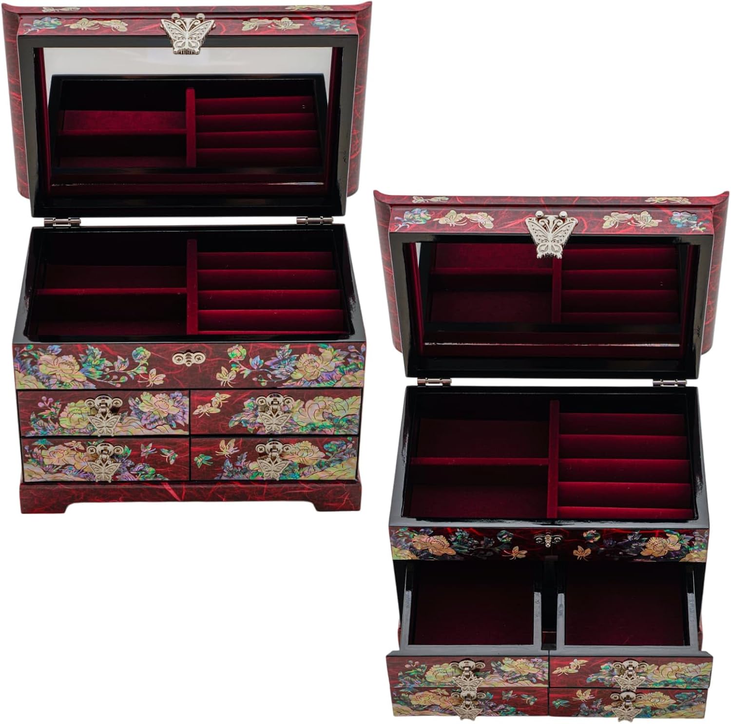 February Mountain Mother of Pearl Wooden Jewelry Organizer Box – Jewelry Storage Box for Women, Features Spacious Drawers, Ideal for Rings, Bracelets, Watches, Chains, Accessories