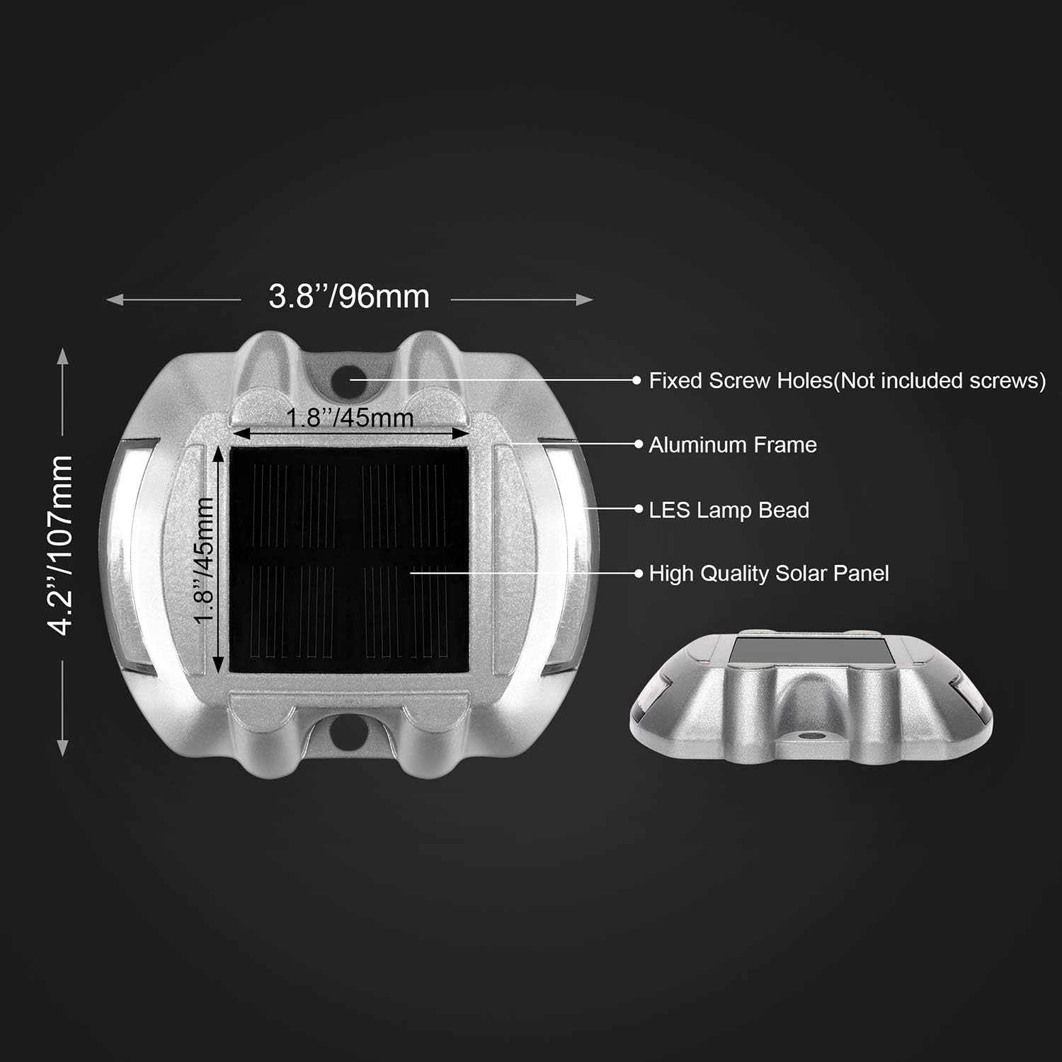 JIGUOOR Solar Deck Lights LED Driveway Lights Solar Powered Dock Light Outdoor IP68 Waterproof Road Markers for Step Sidewalk Stair Boat Garden Ground Pathway Yard (White, 14 Pack)