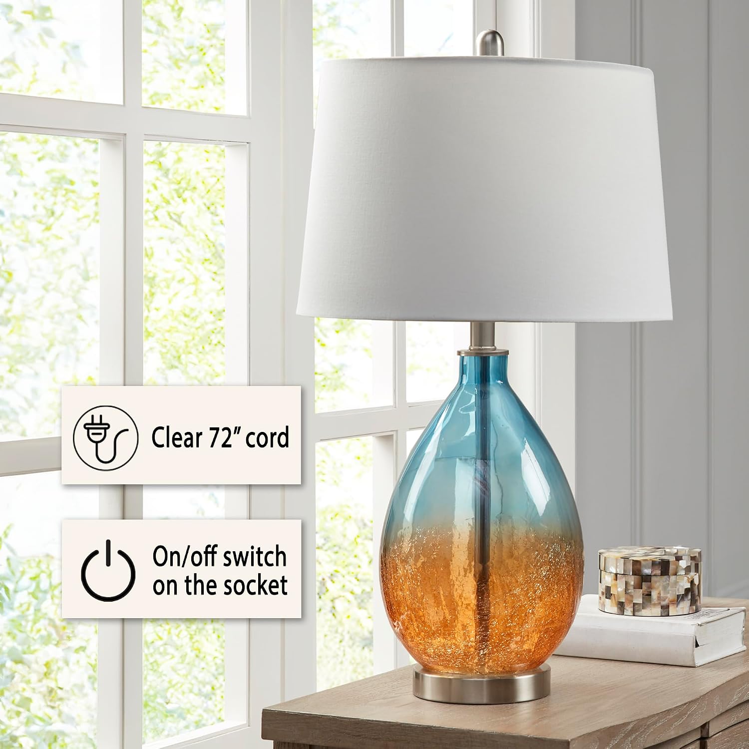 510 DESIGN Cortina Table Lamp Set of 2 with Blue Finish 5DS153-0031