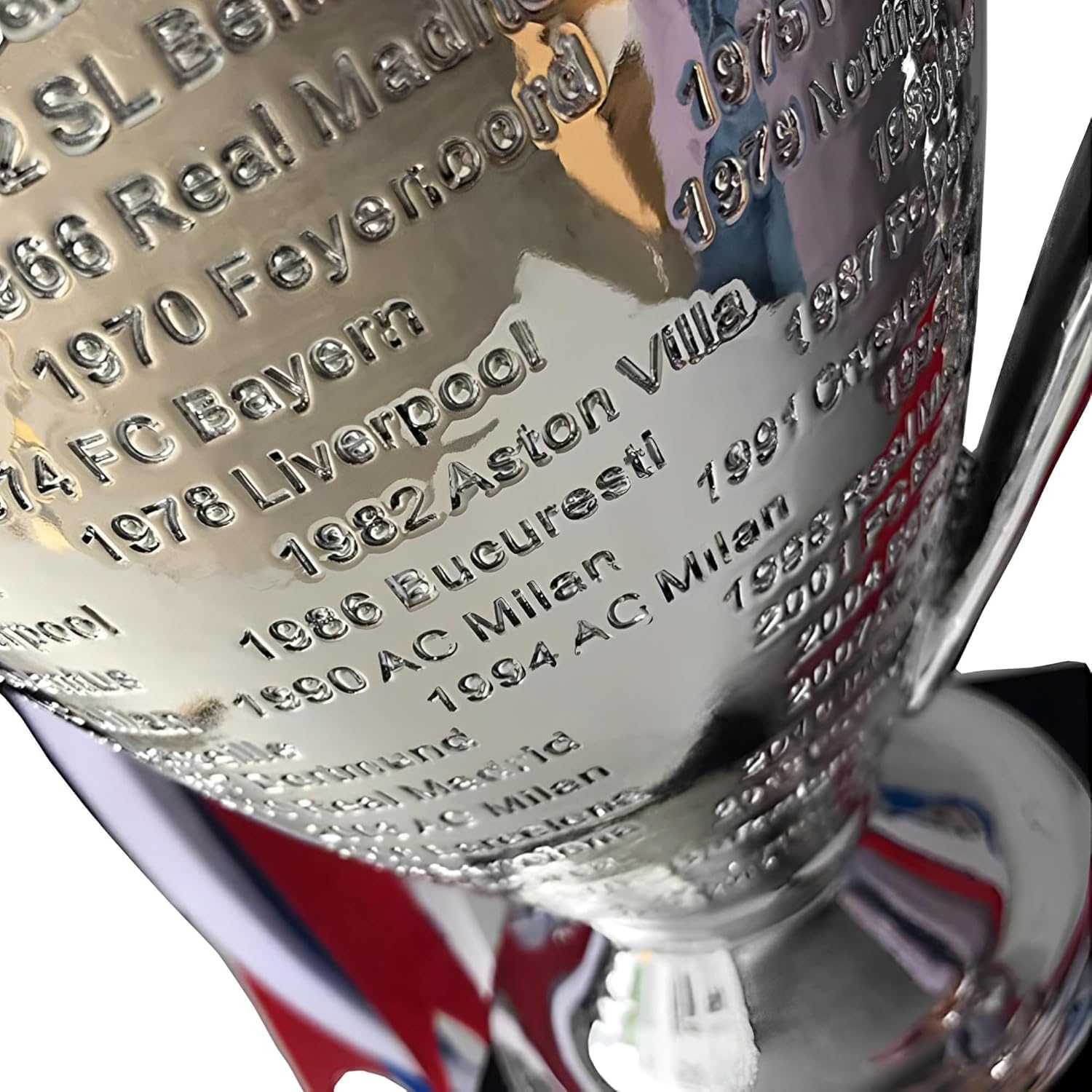 European Champion Football Trophy, Resin St. Bernard League Replica Award Cup, Silver with Blue Ribbons for Sport Fan League Team (77cm/30 inches), LG202407061735