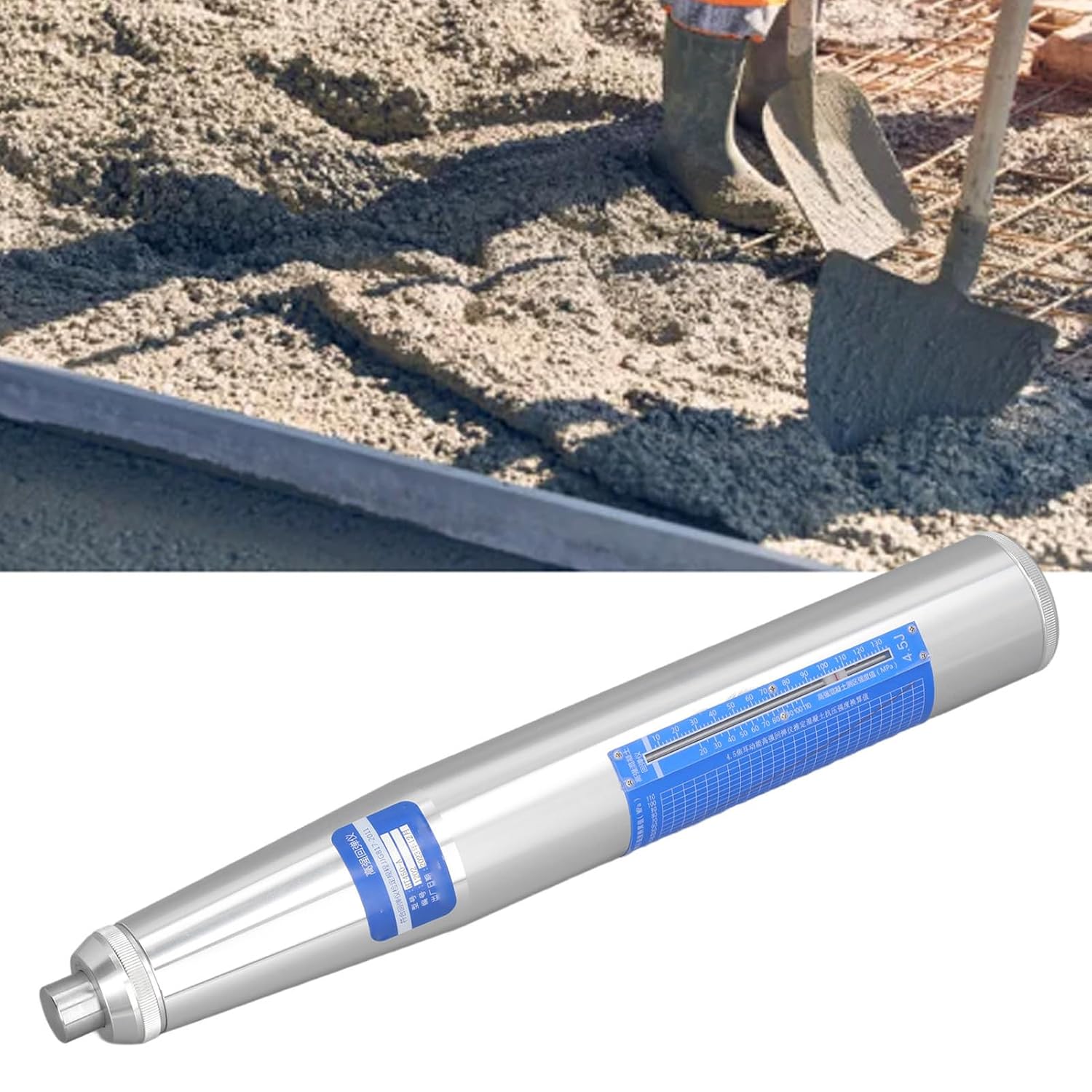 Concrete Rebound Hammer Tester, Portable Concrete Resiliometer Test Meter Tool, The Scope of 20-110Mpa, for Testing Building Wall, Roads, Bridges