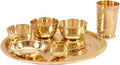 Aakrati Devyom Hammered Brass Thali Set of 7 Pcs Including 3 Bowls 1 Glass 1 Plate 1 Dinner Plate 1 Spoon Restaurant Ware Home Hotel