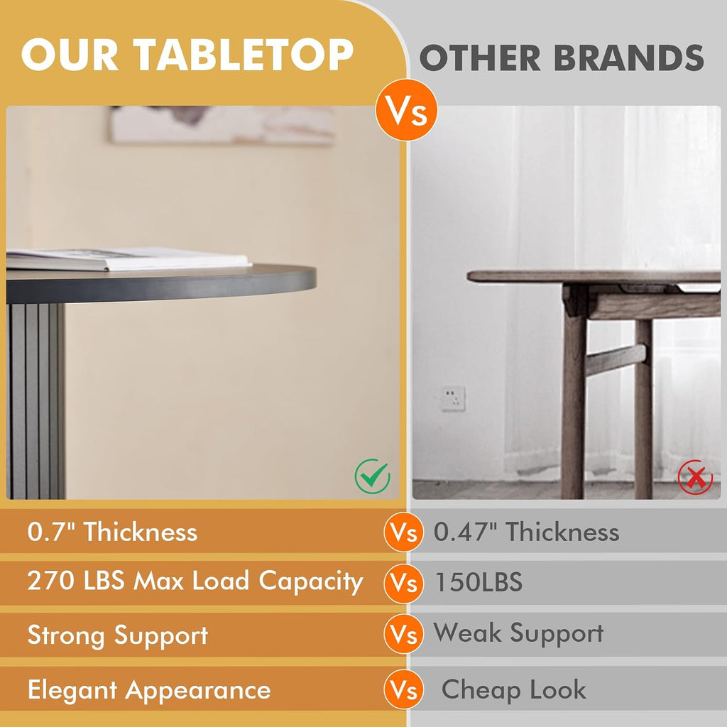 31.5' Round Dining Table for 2, Modern Small Pedestal Kitchen Table, Space Saving, for Apartment Dining Living Room,Black