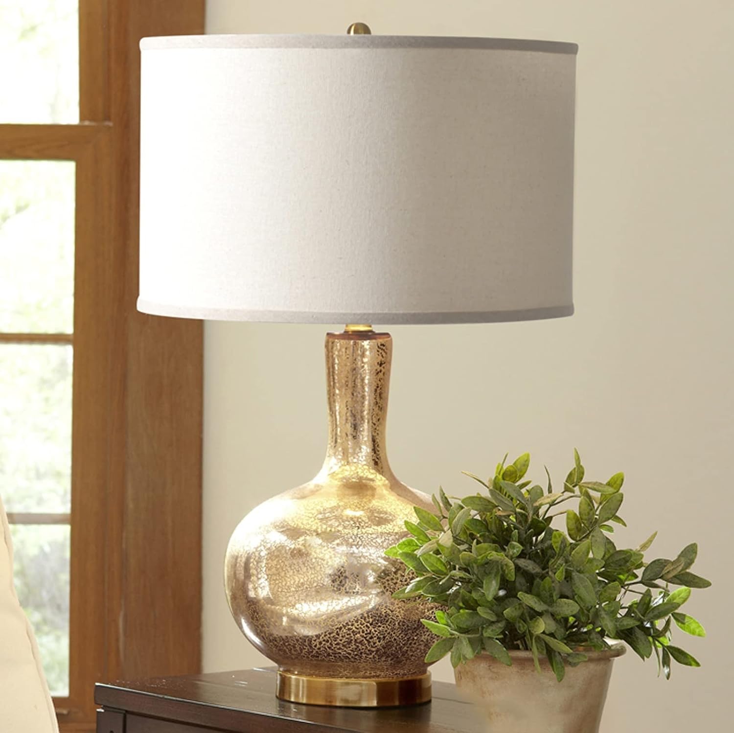 LED Desk Lamp Modern Table Lamps Glass Bedside Table Lamps with Fabric Lampshade Luxurious Nightstand Lamps for Home Office Cafe Study Table Lamp, 25'H Table Lamp Reading Lamp ( Color : Silver )