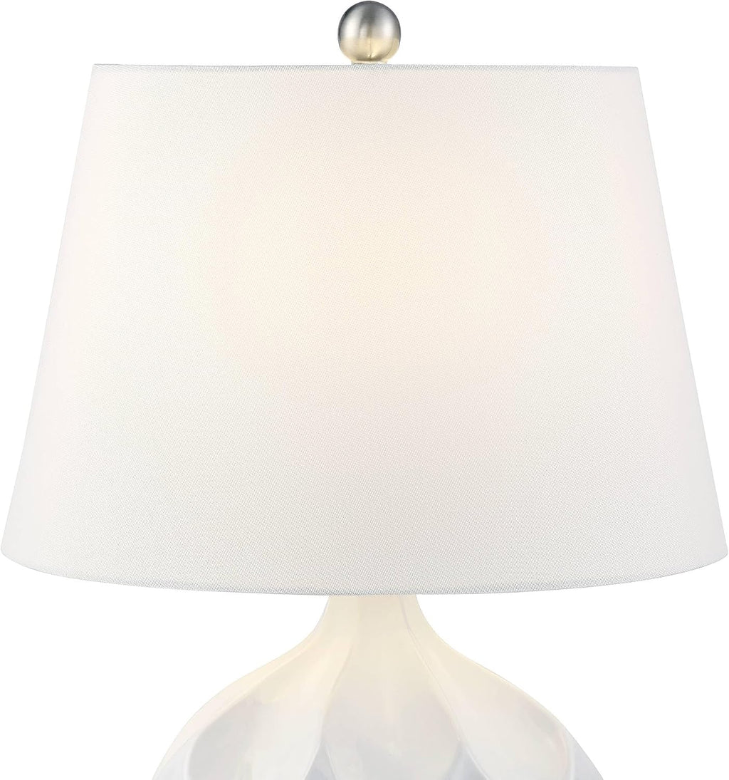 360 Lighting Dobbs 22 1/2' High Small Mid Century Modern Accent Table Lamps Set of 2 White Ceramic Living Room Bedroom Bedside Nightstand House Office Kitchen Entryway Console Fabric Shade