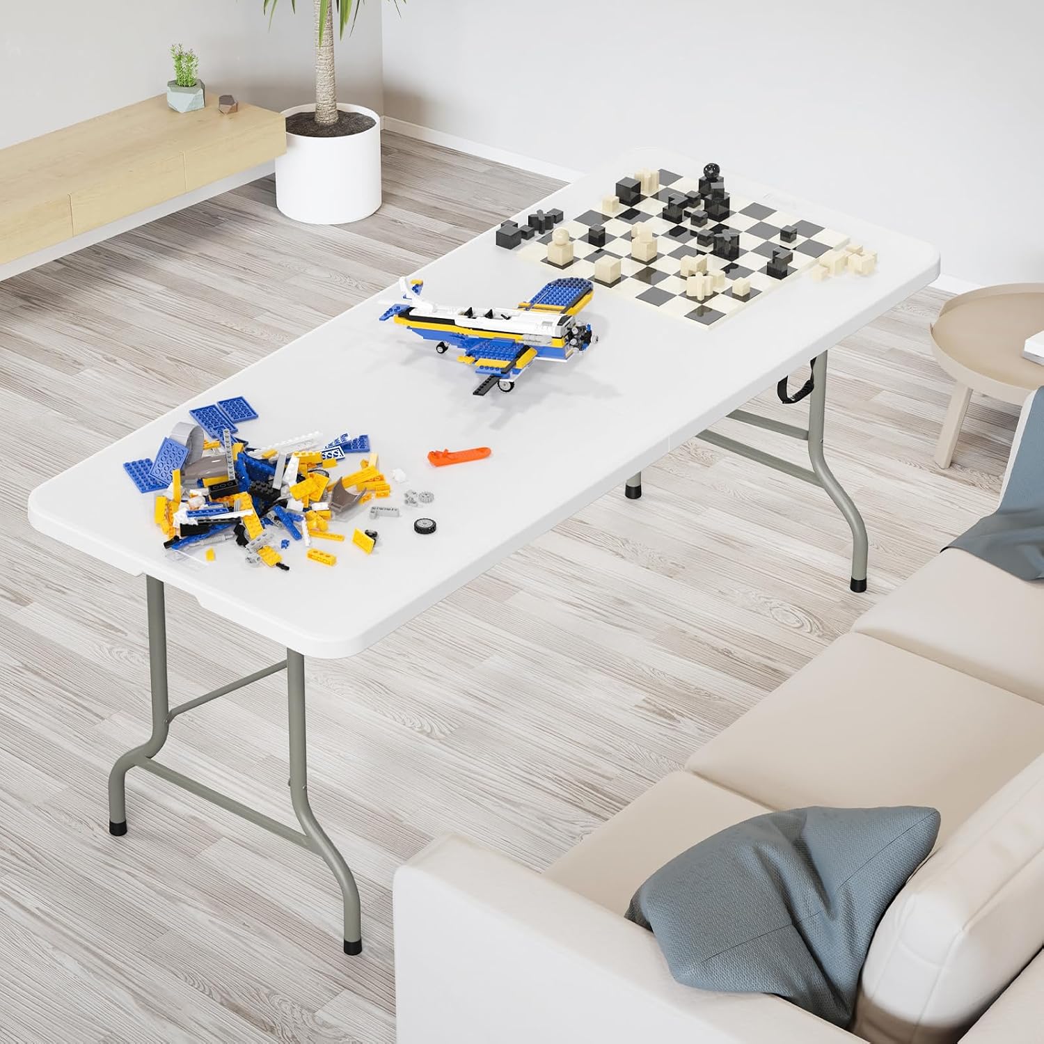 VINGLI 6-Foot Portable Plastic Folding Table,Rectangular HDPE Tabletop Foling Table for Indoor and Outdoor Use with Carrying Handle,White 20 Pack