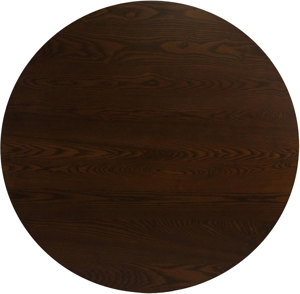 BESTANO 39' Round Solid Wood Dining Table for 4-5 People, Modern Pedestal Small Kitchen Table Circle Tabletop with Walnut Wood Grain Finish, Saving Space, Walnut