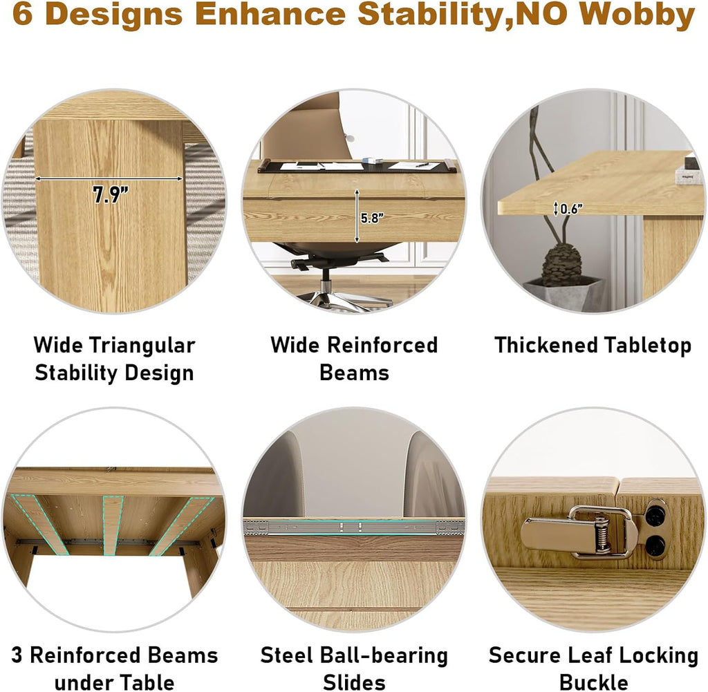 70.8'-110' Extendable Dining Table for 6-12 Person, Wooden Dining Room Table, Modern Extendable Table for Gatherings, Meeting for Small Kitchens, Dining Office Areas(Natural)