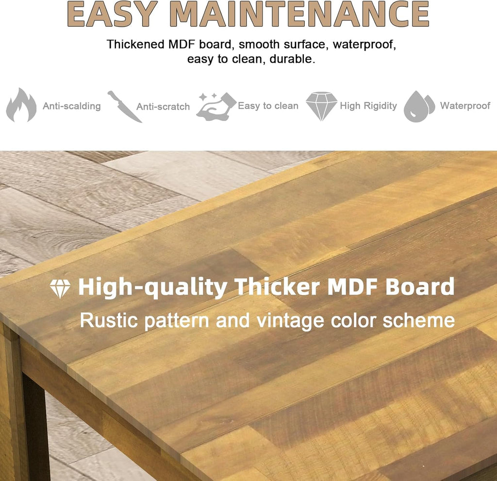 STHOUYN 71' 6ft Kitchen Dining Room Table for 6 8, Large Farmhouse Dinner Table, Wood Rectangular Long Tables for Big Family, Waterproof & Scratch Resistant (Brown)