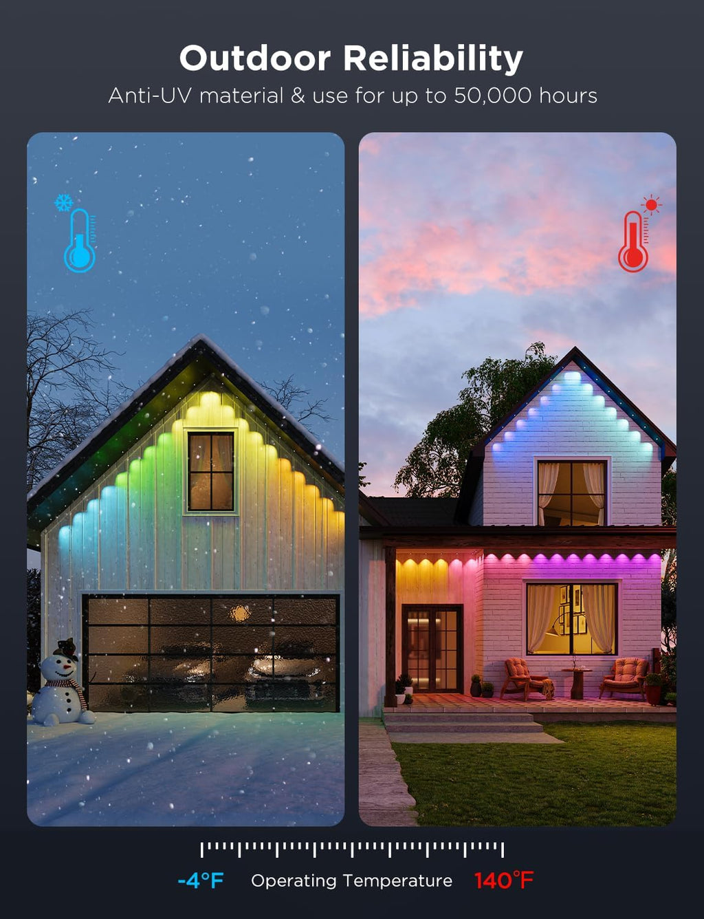 Govee Permanent Outdoor Lights Pro, 100ft with 60 RGBIC LED Lights for Daily and Accent Lighting, 75 Scene Modes for Outdoor Decor, IP67 Waterproof, Works with Alexa, Google Assistant, Matter, White