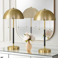 360 Lighting Pierre 23' H Gold Black Metal Dome Pull Chain USB Table Lamp Set of 2