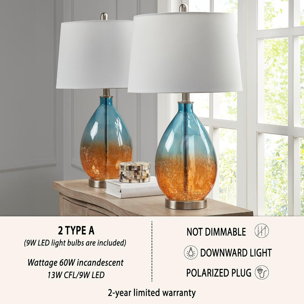 510 DESIGN Cortina Table Lamp Set of 2 with Blue Finish 5DS153-0031