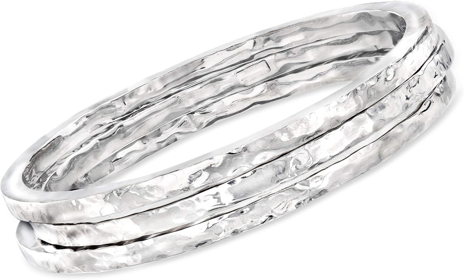 Ross-Simons Italian Sterling Silver Jewelry Set: 3 Hammered Bangle Bracelets