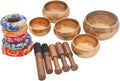 Tibetan Singing Bowl Set - Authentic Cuencos Tibetanos for Sound Healing, Meditation & Chakra Balancing - Includes Cushion, Mallet-Unique Spiritual Gifts for Women and Men (5 Chakra Set)