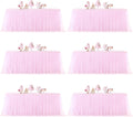 Pink Table Cloths for Parties Light Pink Tulle Tablecloth Rectangle, Pink Tulle Table Skirt Rectangle Table 6ft Fitted Table Covers Stretch Elastic Banquet Party Baby Shower Wedding Table Cloth 6 Foot