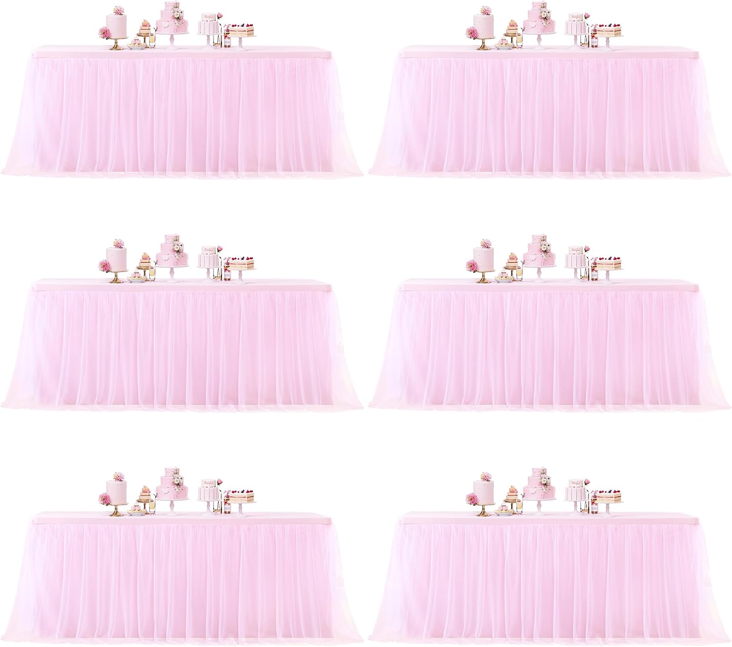 Pink Table Cloths for Parties Light Pink Tulle Tablecloth Rectangle, Pink Tulle Table Skirt Rectangle Table 6ft Fitted Table Covers Stretch Elastic Banquet Party Baby Shower Wedding Table Cloth 6 Foot