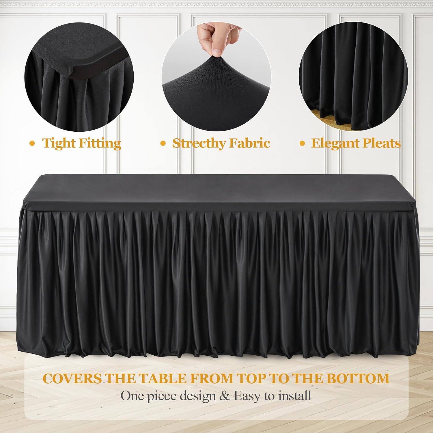Shillance 6 Pack Black Table Clothes for 6 Foot Rectangle Tables, Premium Polyester Rectangle Tablecloth Wrinkle Resistant Washable Patio Table Cover for Party, Wedding, Banquet and Birthday