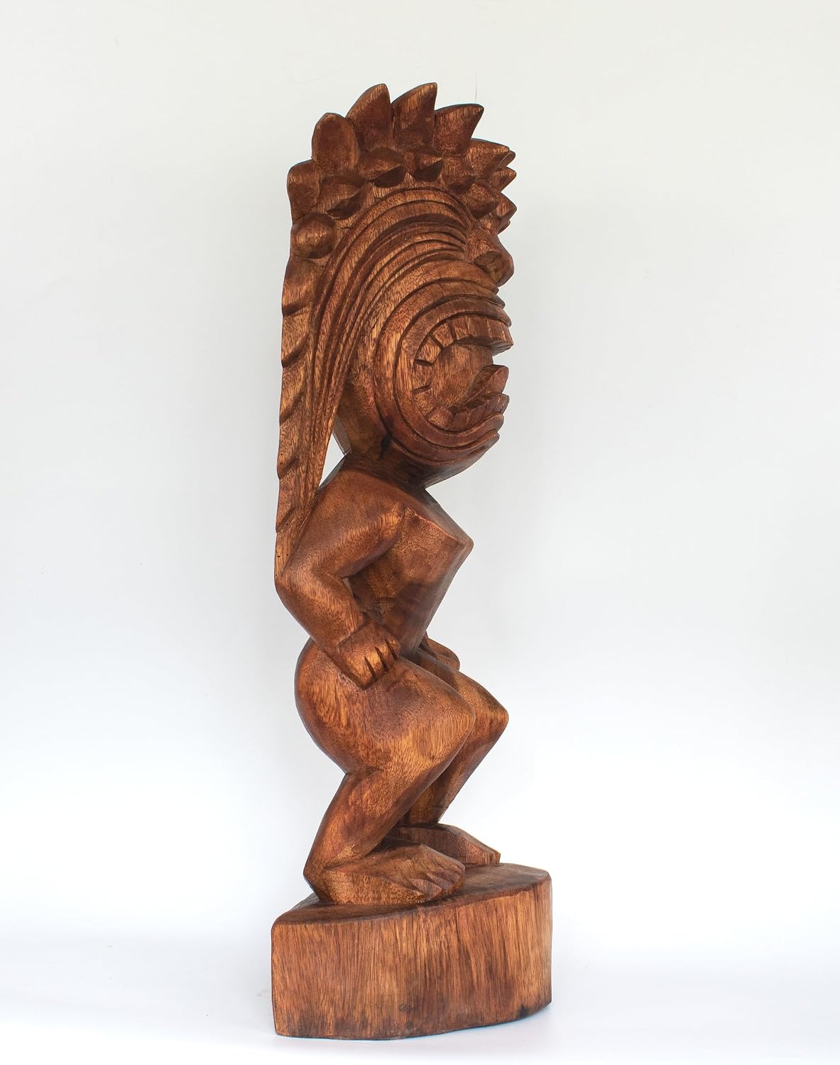 G6 Collection 24' Extra Large Handmade Wooden Primitive Tribal Statue Sculpture Tiki Bar Totem Handcrafted Unique Gift Art Decorative Home Decor Accent Figurine Decoration Hand Carved Spiky Hair