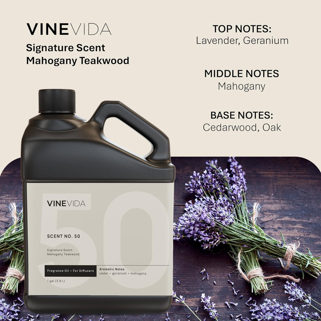 VINEVIDA Mahogany Teakwood Fragrance Oil for Cold Air Diffusers - [128 Fl Oz] - Essential Oils for Diffuser Oil Refill & Air Freshener Room Spray