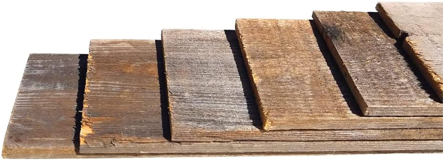 Rockin' Wood Real Wood Nail Up Application Rustic Reclaimed Naturally Weathered Barn Wood Accent Paneling Board Planks for Home Walls (46 Square feet)