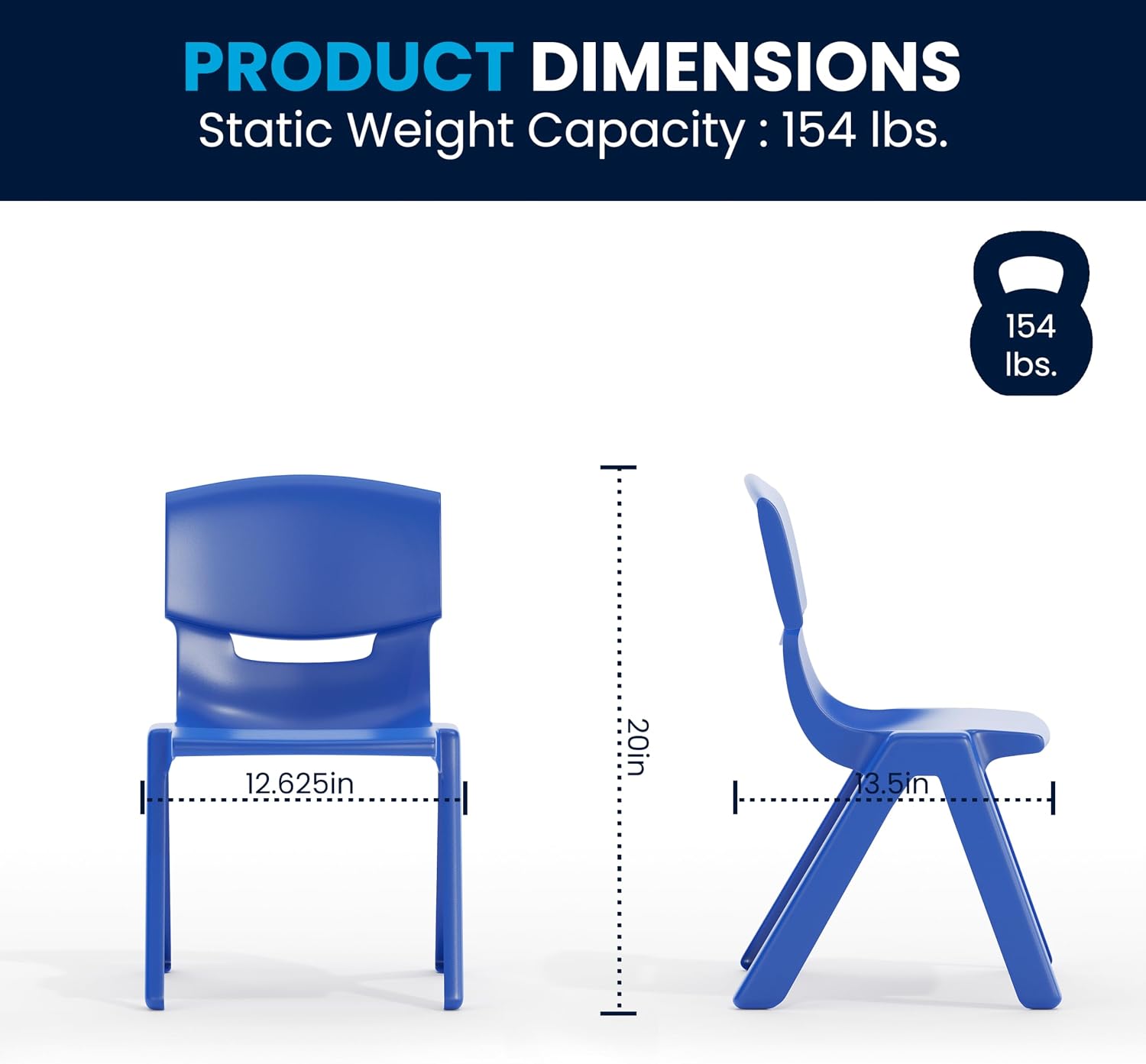 EMMA + OLIVER 23.625' W x 47.25' L Blue Plastic Activity Table Set-6 Chairs