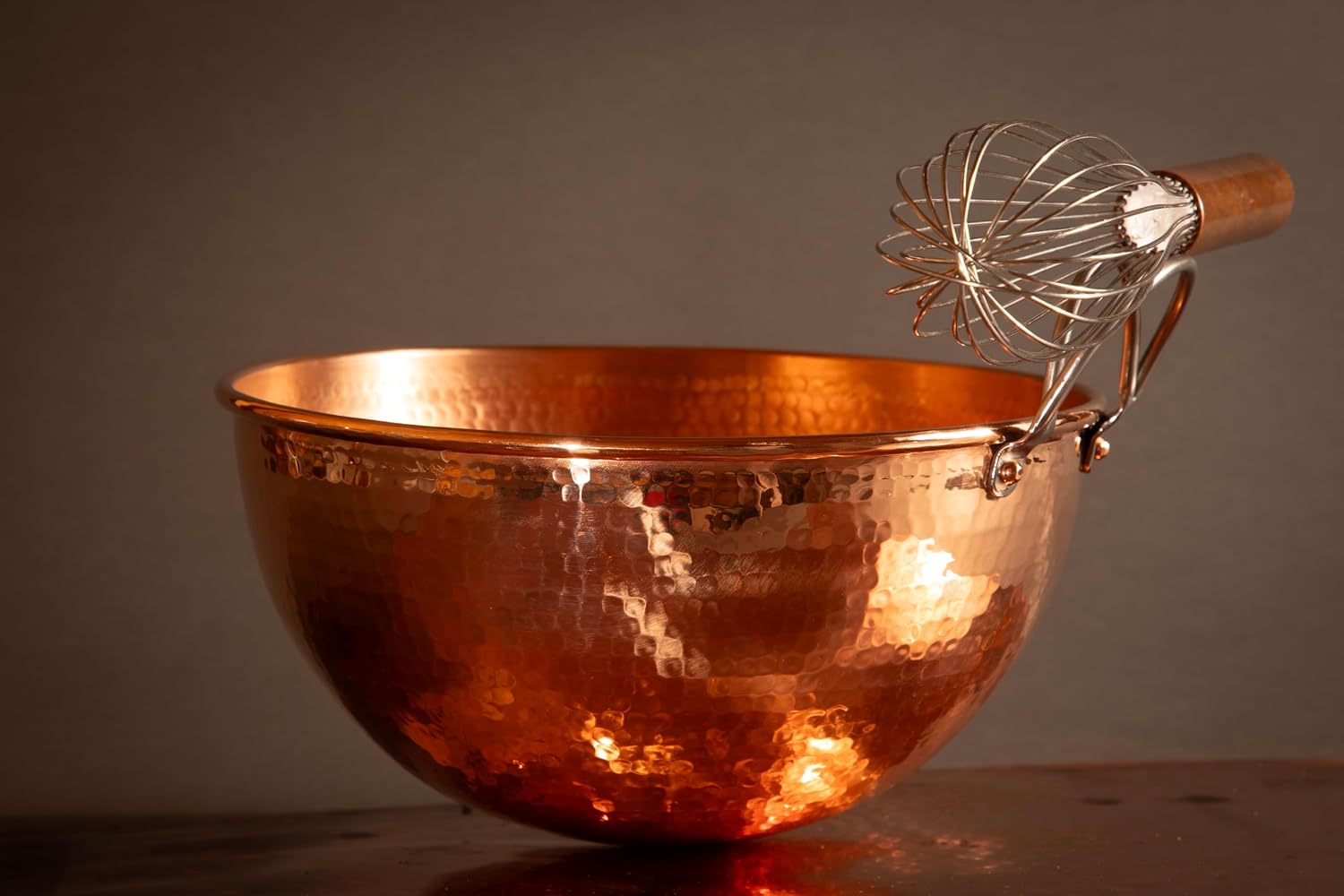 Sertodo Solid Copper Mixing Bowl | 2.5 qt, 10-inch Diameter | 100% Pure Hammered Copper Bowl for Kitchen, Baking & Cooking | Large Mixing Bowls for Whisking, Beating & Serving