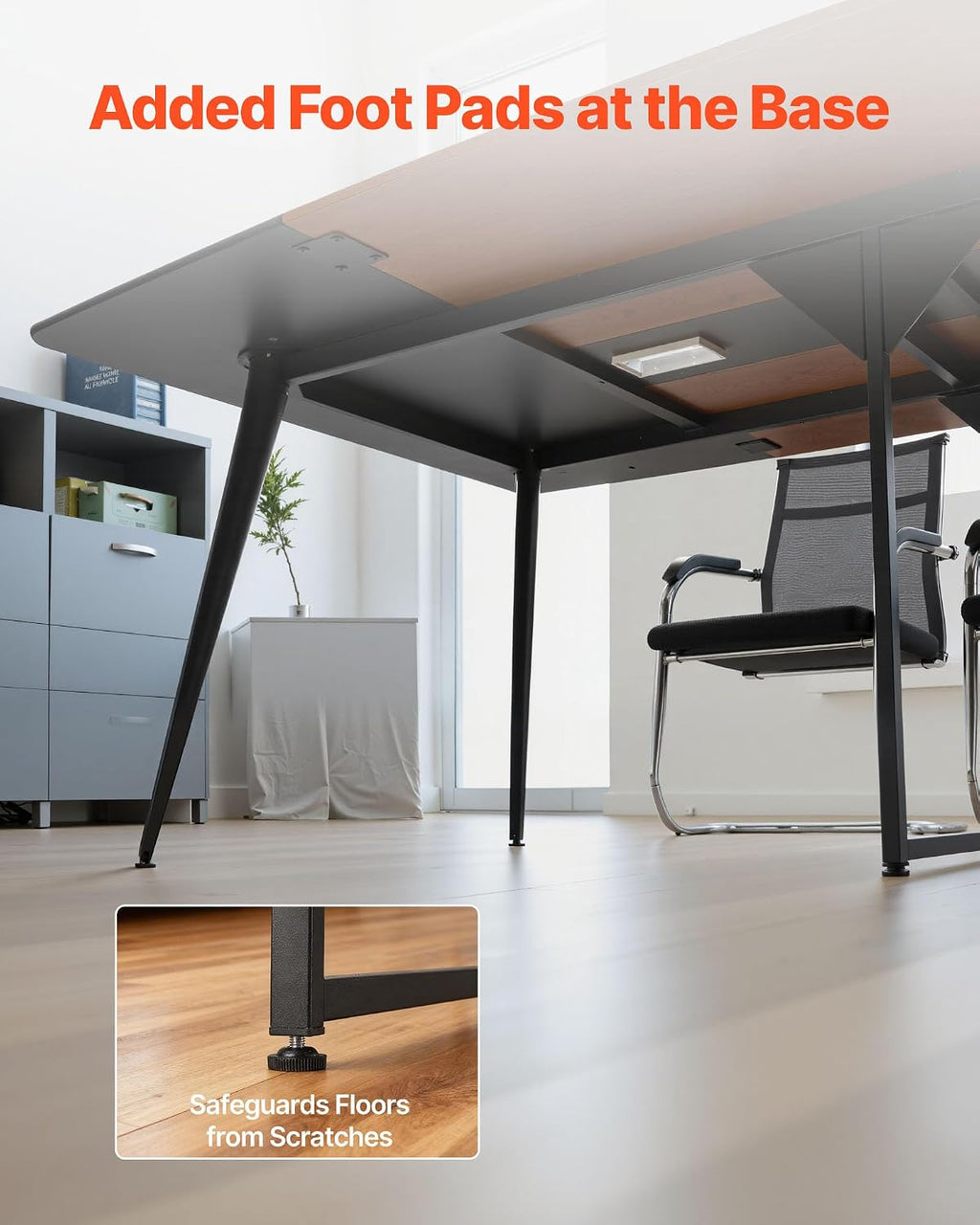 VEVOR Conference Table, 8 ft Boat Shaped Office Meeting Table for 10 Person, Modern Large Boat Meeting Desk with Metal Legs, Ideal for Office, Boardroom, Conference Room, Easy Assembly, Black & Brown