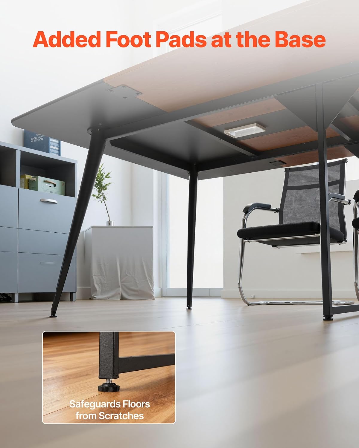 VEVOR Conference Table, 8 ft Boat Shaped Office Meeting Table for 10 Person, Modern Large Boat Meeting Desk with Metal Legs, Ideal for Office, Boardroom, Conference Room, Easy Assembly, Black & Brown