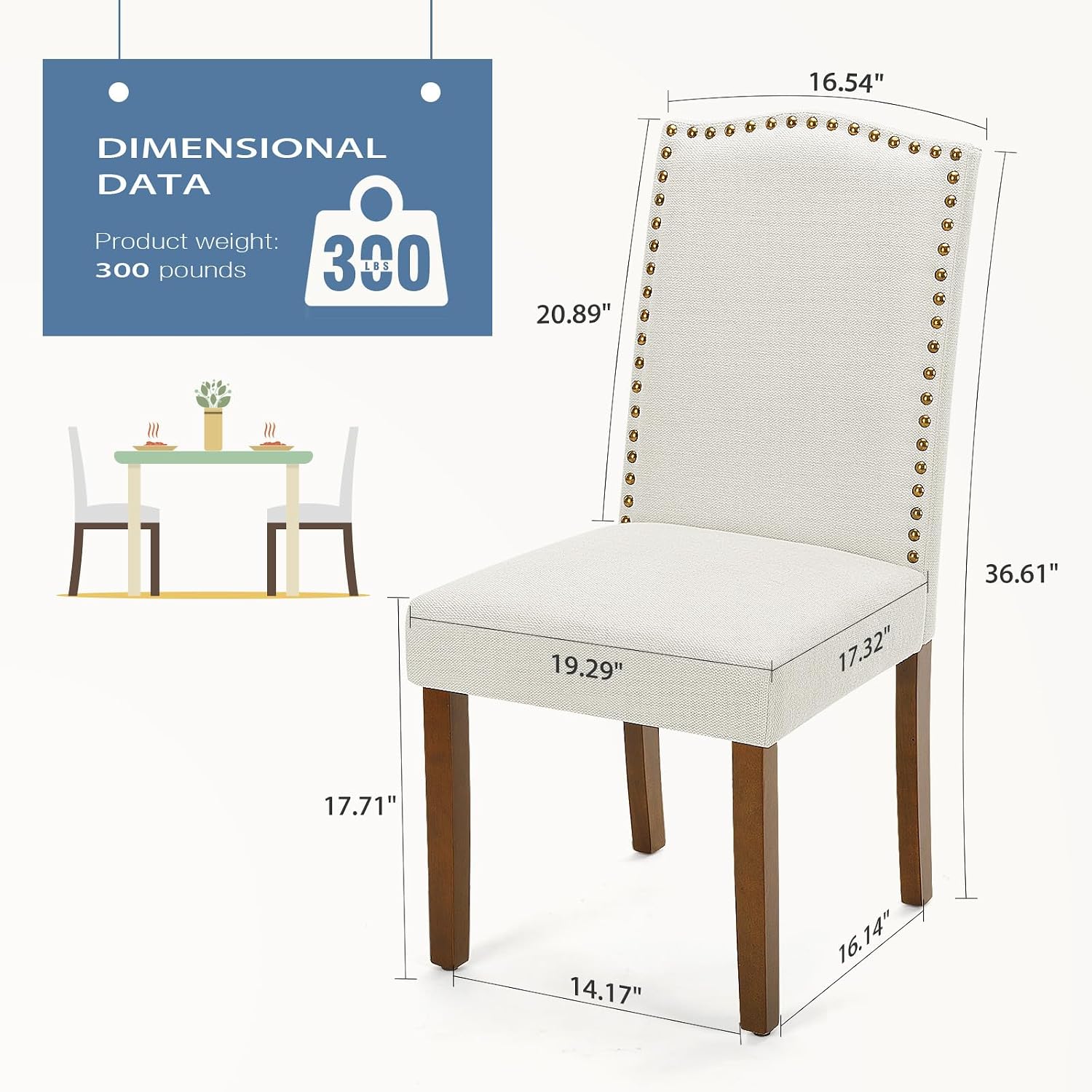DUMOS Dining Chairs Set of 4, Modern Kitchen Table Chairs with Wooden Legs and Padded Seat for Dining Room/Kitchen/Living Room/Restaurant, Beige