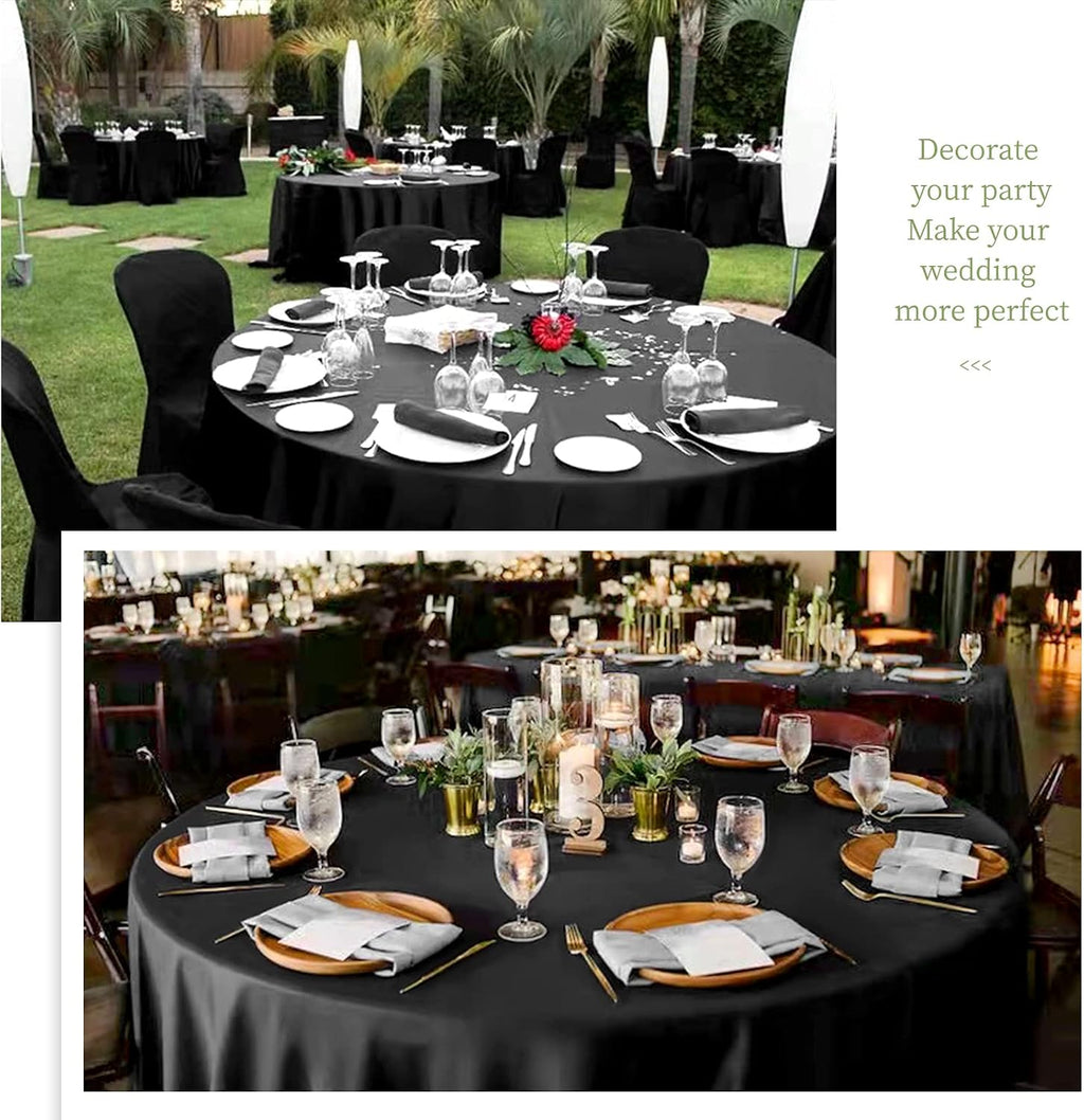 12 Pack Round Tablecloth 108 Inch - Black Polyester Tablecloth for Round Table, Premium Stain and Wrinkle Resistant Washable Fabric Table Cover for Wedding Party Banquet Restaurant Reception