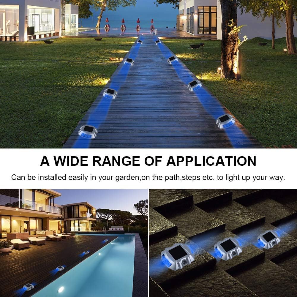 VOLISUN Blue 12-Pack Solar LED Outdoor Path Lights for Driveway, Sidewalk, Garden Path, Yard