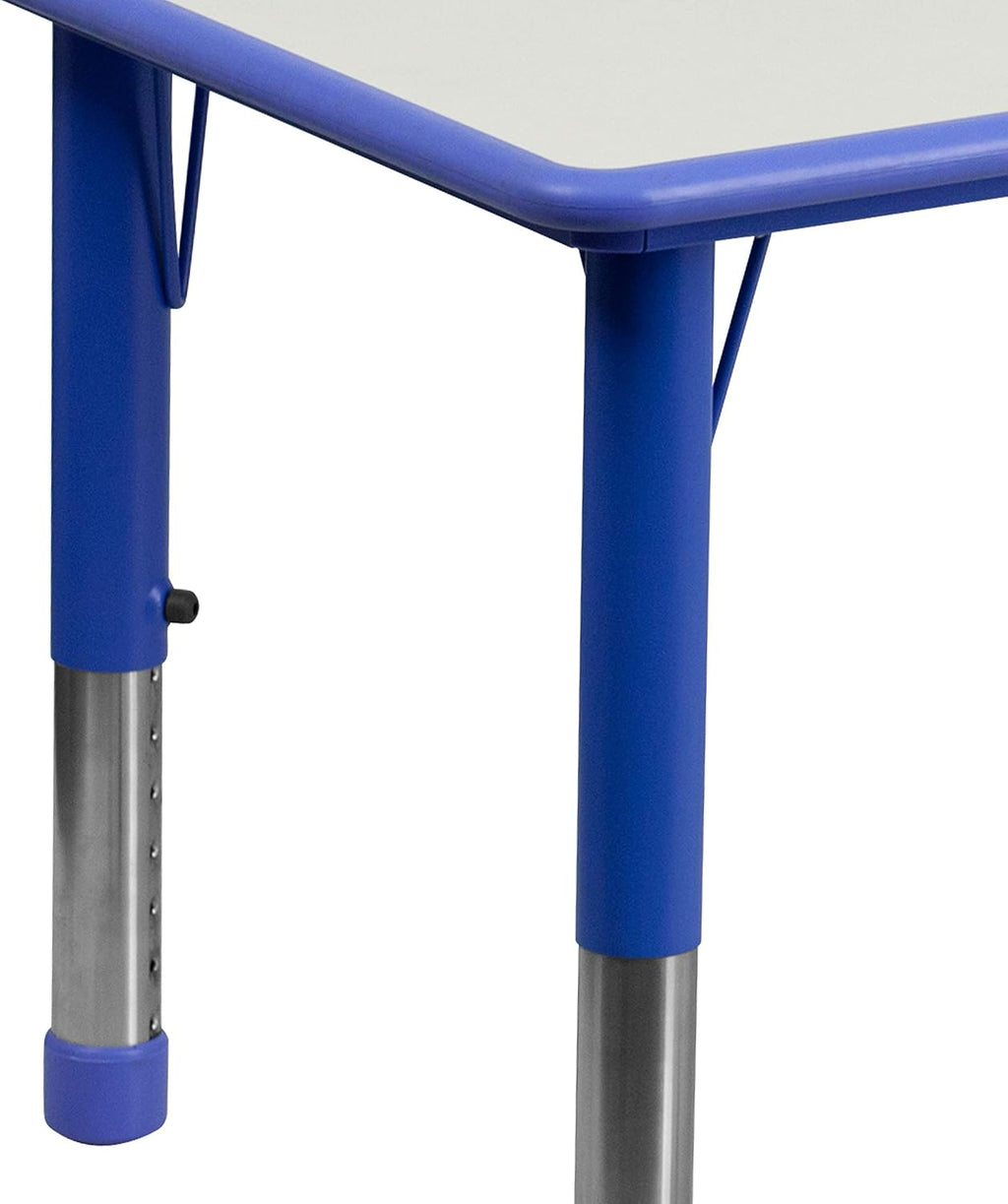 EMMA + OLIVER 23.625' W x 47.25' L Blue Plastic Activity Table Set-6 Chairs