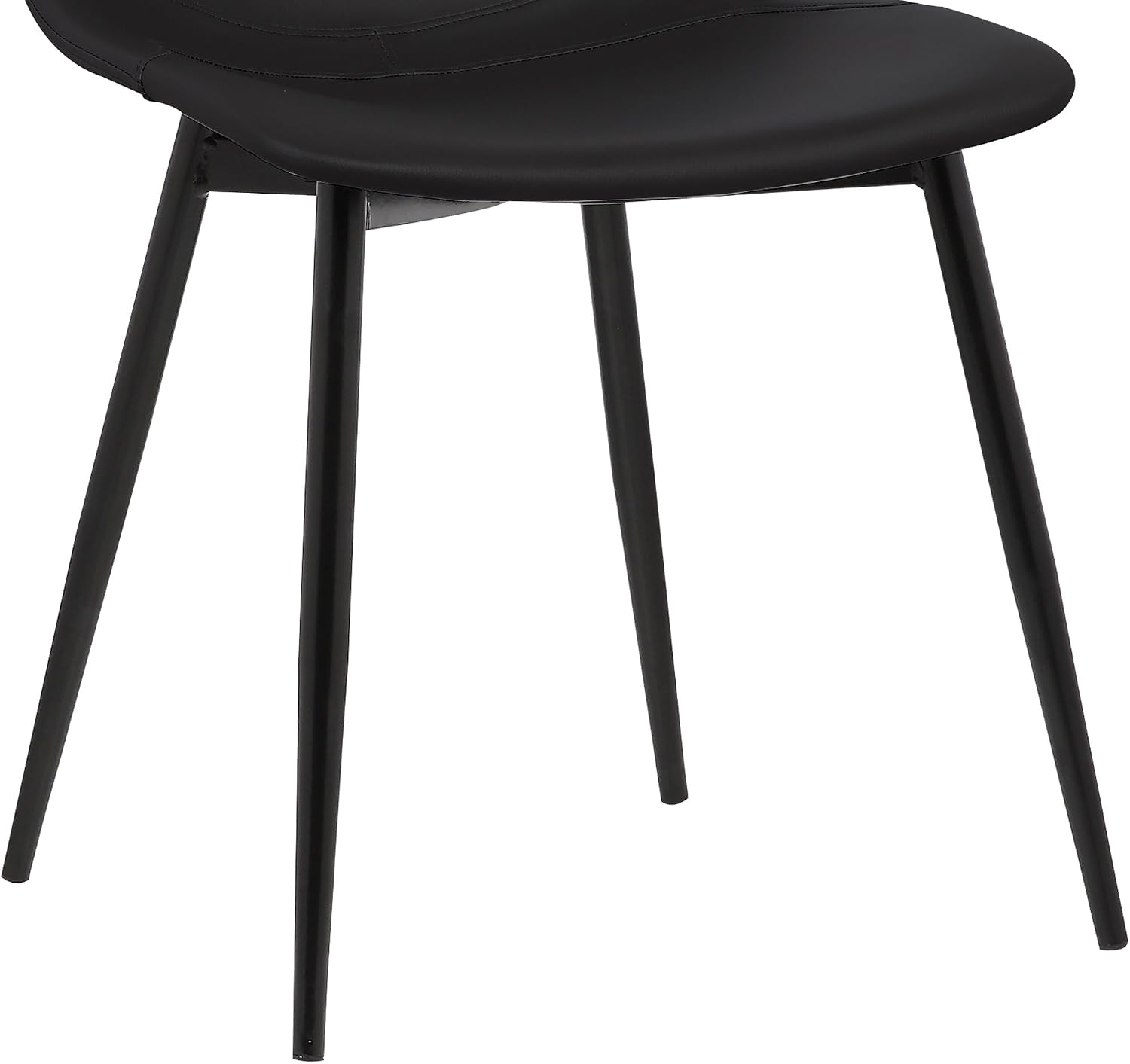 Armen Living Monte Mid Century Modern Dining Accent Chair for Table Kitchen Desk Vanity in Black Faux Leather with Black Metal Legs
