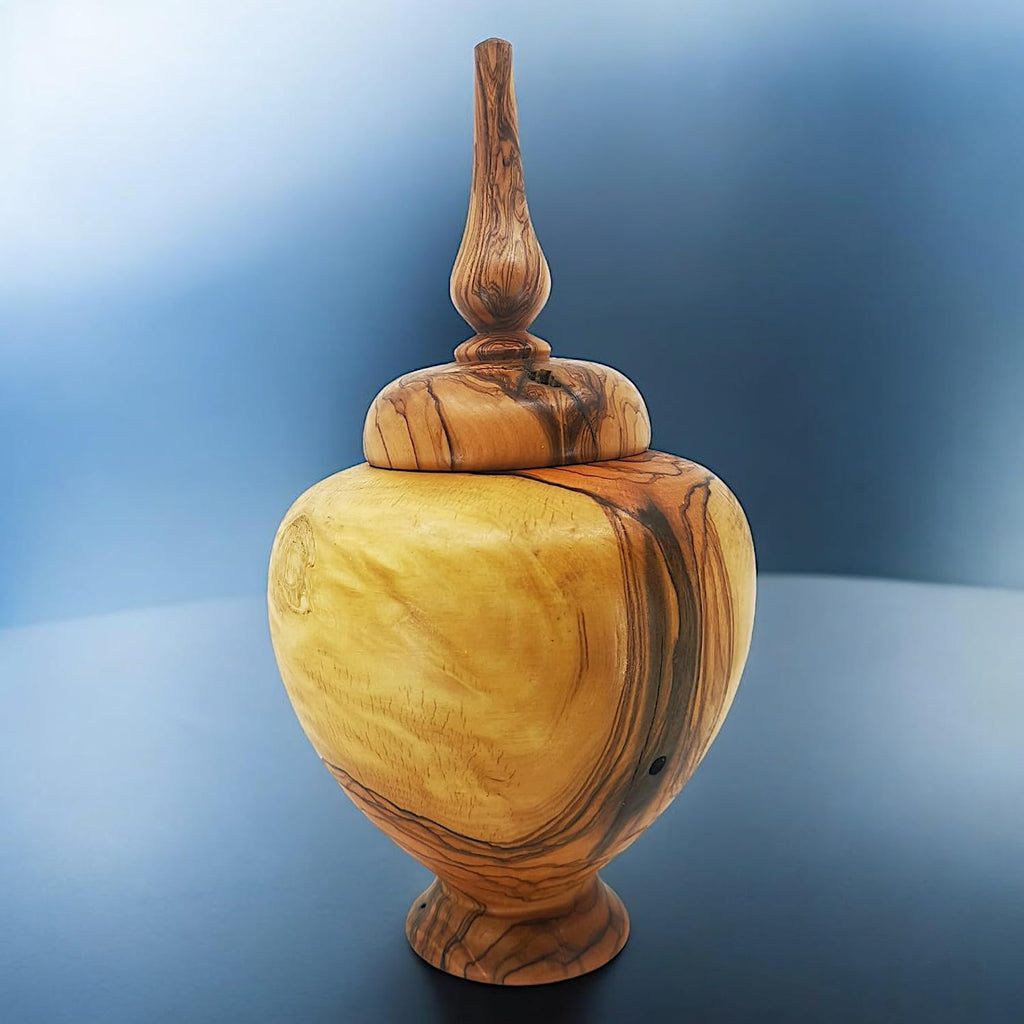 Hand-Turned Olive Wood Lidded Box - Decorative Vase, Rustic Home Decor, Jewelry Box, Unique Gift, New Home & Housewarming Wood Decor