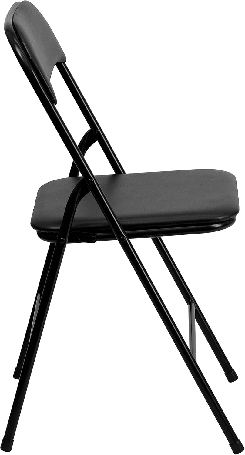EMMA + OLIVER 5-Piece Multipurpose Folding Card Table and Chairs Set for 4 Players, Padded Top Portable Square Folding Table and Chairs Set, Black